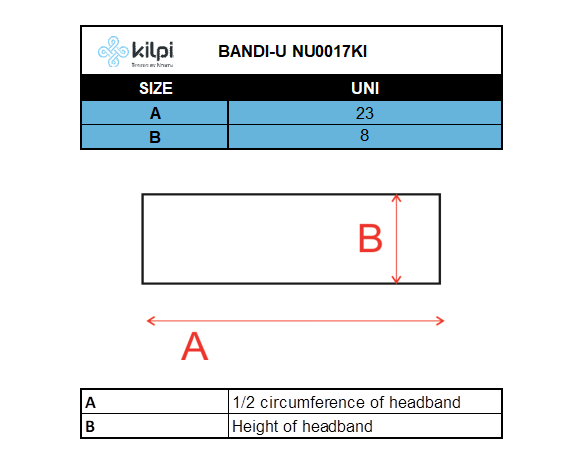 Unisex sport´s headband KILPI BANDI-U – Size chart