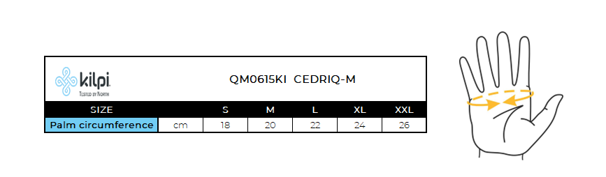 Men´s ski gloves Kilpi CEDRIQ-M – Size chart