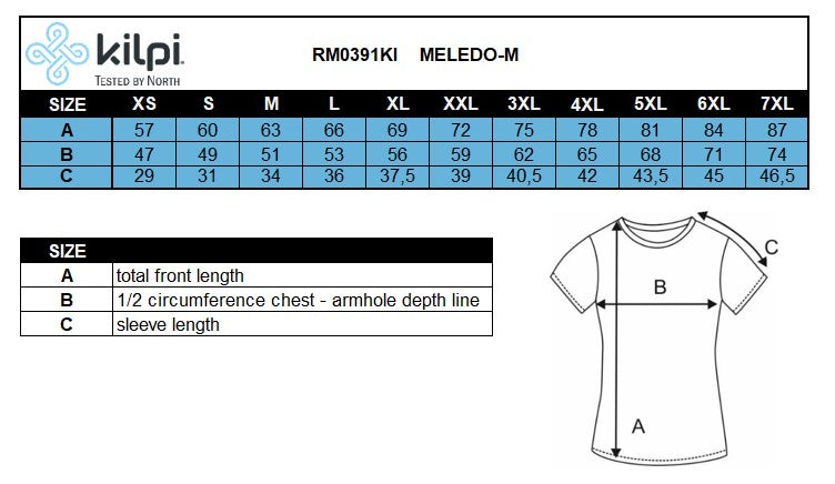 Cycling jersey Kilpi MELEDO-M – Size chart