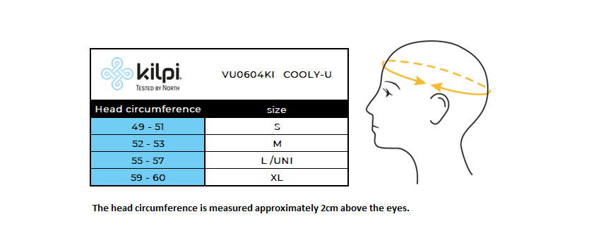 Unisex headband Kilpi COOLY-U – Size chart