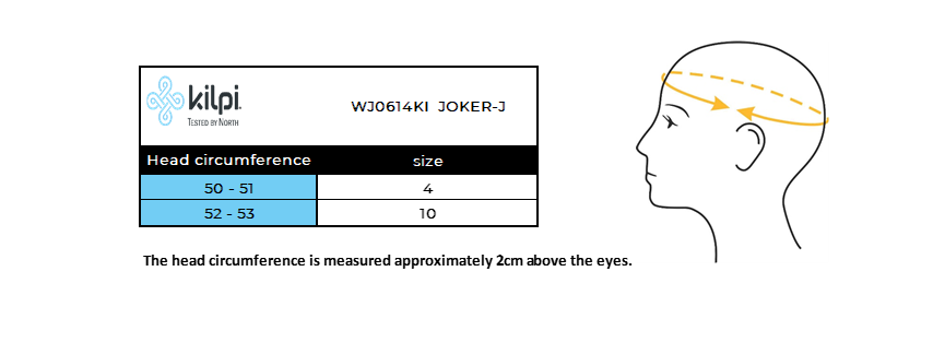 Kid's winter hat Kilpi JOKER-J – Size chart