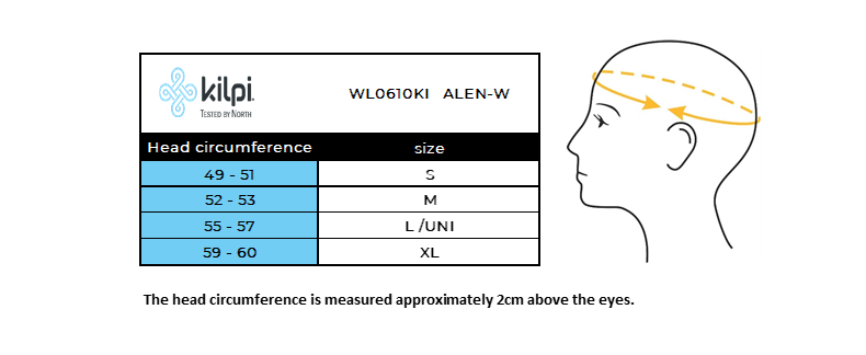 Women's winter hat Kilpi ALEN-W – Size chart